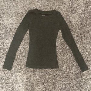 Miley Cyrus & Max Azria  green long sleeve waffle knit shirt